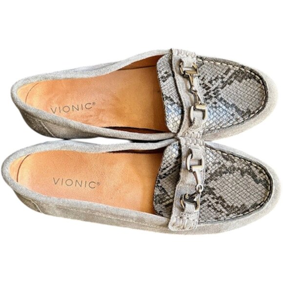 Vionic Dayna Suede Loafers Snake Print - Charcoal - 9.5 WIDE - Picture 4 of 11